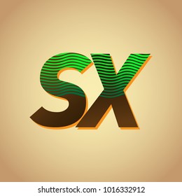 initial letter logo SX colored green and brown with striped composition, Vector logo design template elements for your business or company identity