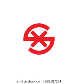 initial letter logo sx, xs, x inside s rounded lowercase red flat