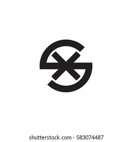 initial letter logo sx, xs, x inside s rounded lowercase black monogram