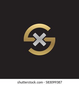 initial letter logo sx, xs, x inside s rounded lowercase logo gold silver