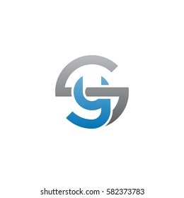 initial letter logo sy, ys, y inside s rounded lowercase blue gray