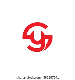 initial letter logo sy, ys, y inside s rounded lowercase red flat