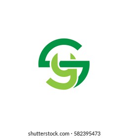 initial letter logo sy, ys, y inside s rounded lowercase green flat