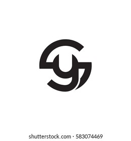 initial letter logo sy, ys, y inside s rounded lowercase black monogram