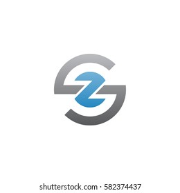 initial letter logo sz, zs, z inside s rounded lowercase blue gray