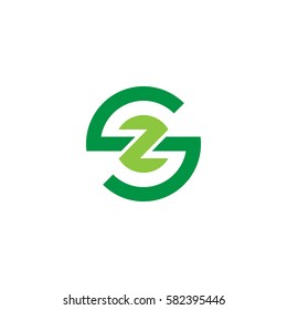 initial letter logo sz, zs, z inside s rounded lowercase green flat