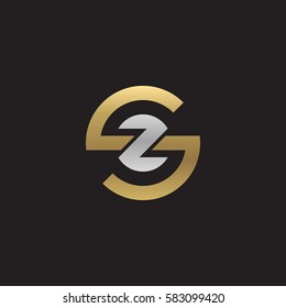 initial letter logo sz, zs, z inside s rounded lowercase logo gold silver
