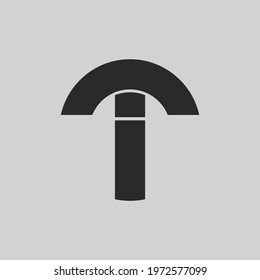 initial letter logo T inside circle shape, TI, IT, I inside T rounded upper case black monogram