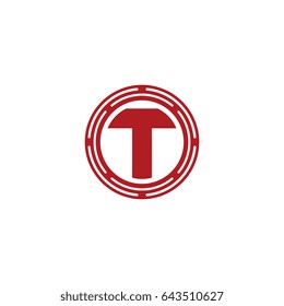 initial letter logo t uppercase red monogram