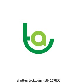 initial letter logo ta, at, a inside t rounded lowercase green flat