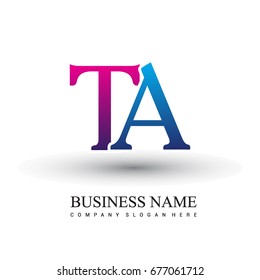 initial letter logo TA colored red and blue, Vector logo design template elements for your business or company identity