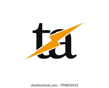 Initial letter logo ta lowercase thunder vector design
