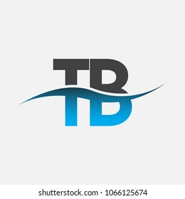 Initial letter logo TB company name blue and black color swoosh design. vector logotype for business and company identity.