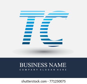 initial letter logo TC colored blue with striped compotition, Vector logo design template elements for your business or company identity
