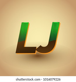 initial letter logo TD colored green and brown with striped composition, Vector logo design template elements for your business or company identity