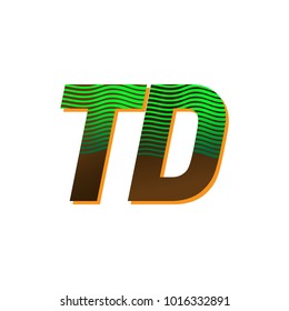 initial letter logo TD colored green and brown with striped composition, Vector logo design template elements for your business or company identity
