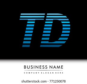 initial letter logo TD colored blue with striped compotition, Vector logo design template elements for your business or company identity
