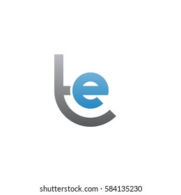 initial letter logo te, et, e inside t rounded lowercase blue gray