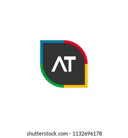 Initial Letter AT Logo Tempalte Design