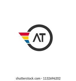 Initial Letter AT Logo Tempalte Design