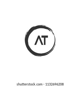 Initial Letter AT Logo Tempalte Design