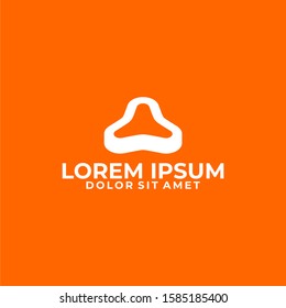 Initial letter A logo template with 3d curved triangle icon in flat design illustration