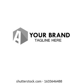 initial letter A logo template, black and gray color