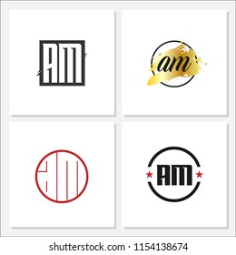 Initial Letter AM Logo Template Design