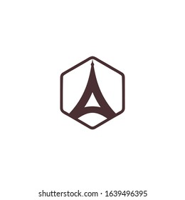 initial letter A logo template with eiffel tower design