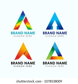 initial letter A logo template in gradients style