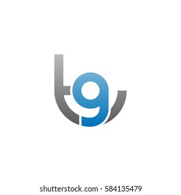 initial letter logo tg, gt, g inside t rounded lowercase blue gray