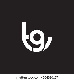 initial letter logo tg, gt, g inside t rounded lowercase white black background