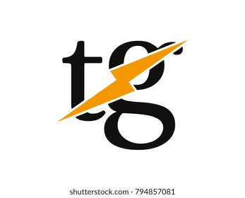 Initial letter logo tg lowercase thunder vector design
