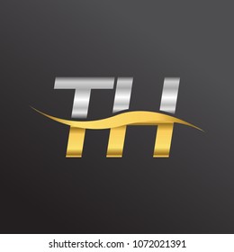 initial letter logo TH company name gold and silver color swoosh design. vector logotype for business and company identity.