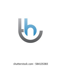 initial letter logo th, ht, h inside t rounded lowercase blue gray