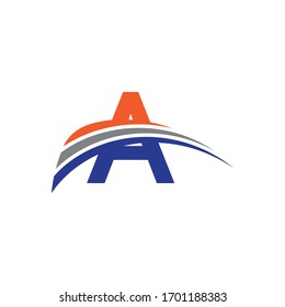 initial letter a logo three swoosh