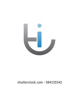 initial letter logo ti, it, i inside t rounded lowercase blue gray