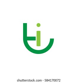 initial letter logo ti, it, i inside t rounded lowercase green flat