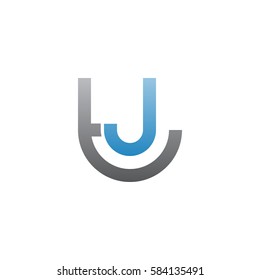 initial letter logo tj, jt, j inside t rounded lowercase blue gray