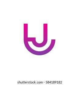 initial letter logo tj, jt, j inside t rounded lowercase purple pink