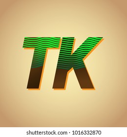 initial letter logo TK colored green and brown with striped composition, Vector logo design template elements for your business or company identity