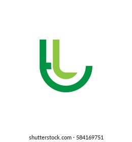 initial letter logo tl, lt, l inside t rounded lowercase green flat
