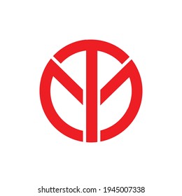 initial letter logo TM , MT, T inside M rounded uppercase logo luxury and elegant company.TM Logo monogram with four pieces circle slice design template