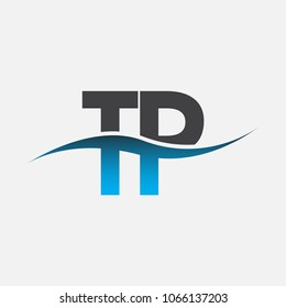 Initial letter logo TP company name blue and black color swoosh design. vector logotype for business and company identity.