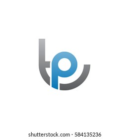 initial letter logo tp, pt, p inside t rounded lowercase blue gray