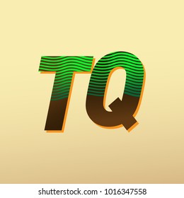 initial letter logo TQ colored green and brown with striped composition, Vector logo design template elements for your business or company identity
