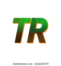 initial letter logo TR colored green and brown with striped composition, Vector logo design template elements for your business or company identity