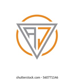 initial letter logo triangle circle grey orange