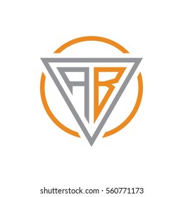 initial letter logo triangle circle grey orange