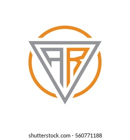 initial letter logo triangle circle grey orange